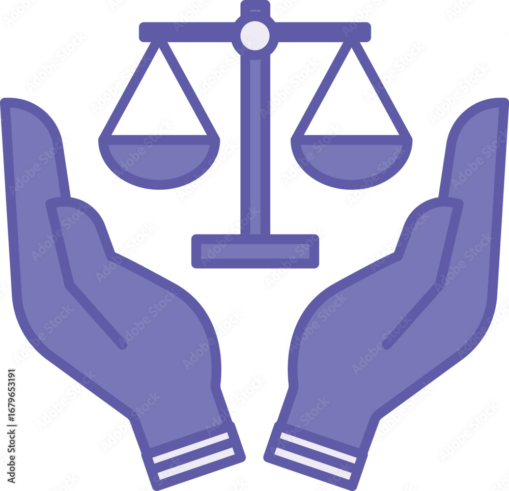 Impartially Colored Fair Icon. Vector Illustration. Scales of Justice in Human ...