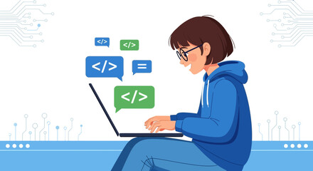 Coding Enthusiast Working On Laptop Creating Digital Code Information Effectively