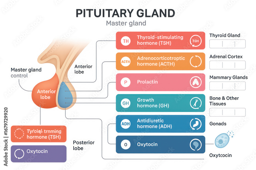 Pituitary Gland Hormones - Illustration of the Endocrine System ...