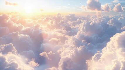 Wall Mural - aerial view from an airplane window showing clouds and landscape below