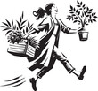 © Orion Draw - Joyful donation of plants, woman's happy spirit enriching commun