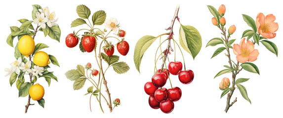 Wall Mural - Vintage botanical fruit illustrations