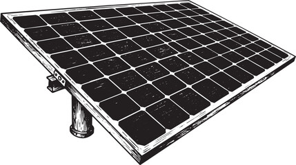 Monochrome solar panel rendering offering clean energy illustrat