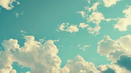 Wall Mural - a single plane flying through a cloudy blue sky with some contrails