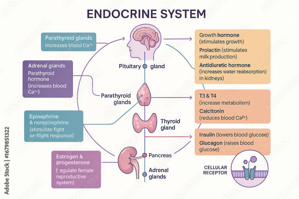 Endocrine System Diagram: Hormones & Glands, Illustrated Overview ...