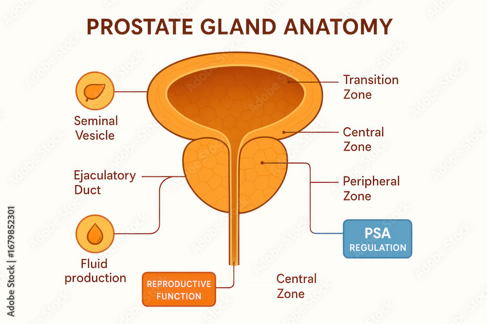 Prostate Function Prostate Gland Anatomy Illustration: Zones, Ducts, and Function ...
