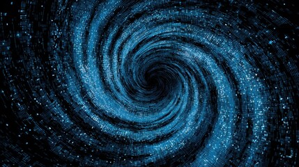 Wall Mural - a swirling vortex of blue light and digital patterns, creating a visually captivating representation