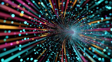 Wall Mural - a vibrant, swirling tunnel of colorful light, depicting a dynamic flow of energy through a dark back