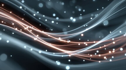 Wall Mural - an abstract image featuring flowing lines with shimmering particles, creating a dynamic, ethereal ef