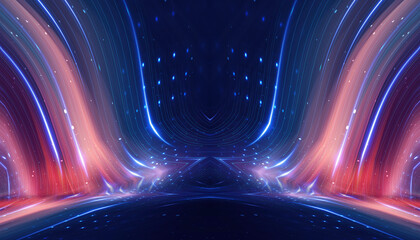 Wall Mural - abstract futuristic neon background, glow, light reflection.