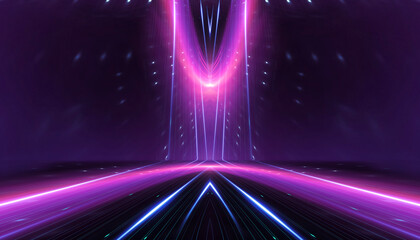 Wall Mural - abstract futuristic neon background, glow, light reflection.