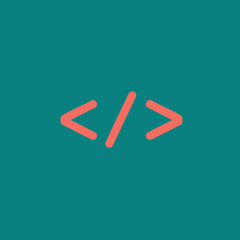 Abstract graphic design featuring a minimalistic icon with coding brackets on a teal background, suitable for tech themes
