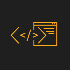 Abstract representation of coding and programming with symbols and browser window, conveying technology and digital innovation