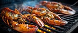 fire roasted seafood on BBQ equipment
