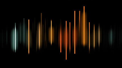 Wall Mural - abstract sound wave visualization with vibrant colors like orange, yellow, and blue against black ba