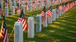 © Dream Studio - American flags placed on graves in a military cemetery for memorial day to honor veterans and remember their service
