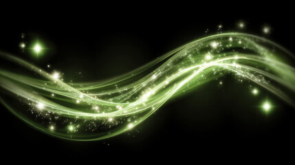 Wall Mural - vibrant green wave of light flows gracefully across dark background, creating sense of movement and 