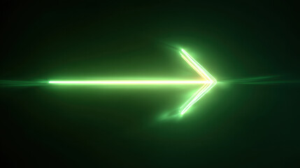 Wall Mural - glowing green arrow points to right, symbolizing direction and movement. vibrant light creates moder