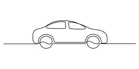 Continuous one line drawing of modern car, Abstract small car single line art drawing style. Minimalist black linear sketch isolated on white background vector illustration