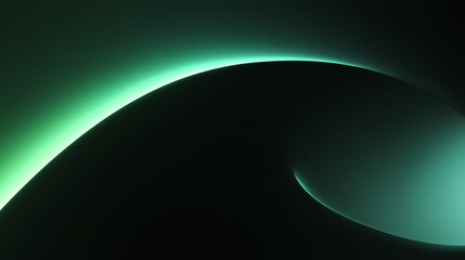 Wall Mural - Green light painting a crescent shape in a dark background
