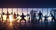 © Isaque Taylor - Intense gym workout silhouettes with weights and fitness equipment training