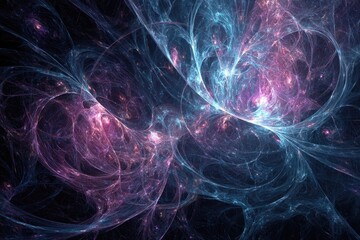 Wall Mural - Abstract Cosmic Galaxy Design With Pink And Blue Light Patterns