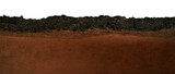 earthen wall layer and texture, Soil layer cross section found rock isolated on transparent background, Form of soil layers, Texture layers of earth surface, png