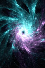 Wall Mural - Abstract Spiral Galaxy Design With Turquoise Teal And Purple Tones