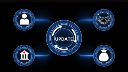 Internet, business, Technology and network concept. Update software computer program upgrade. Virtual button.