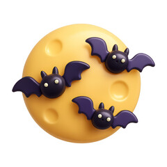 Wall Mural - png playful bats orbiting moon.