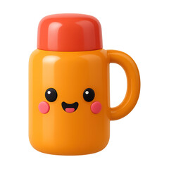 Wall Mural - png cute smiling orange mug illustration.