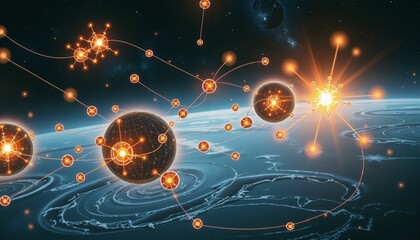 Wall Mural - Futuristic Network in Space