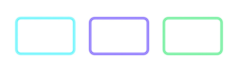 Wall Mural - collection of glowing neon rectangular frame elements