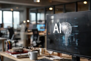 AI displayed on a computer screen in a modern office