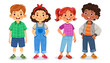 © CoolFinger101 - Group of cheerful children standing side by side, smiling happy