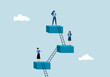© Orapun - Career level, job position or company hierarchy, challenge to improve or career development, step to achieve goal or growth, ladder of success concept, people employee climb ladder to next level.