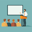 © Thanaseth - Businessman pointing at a whiteboard and speaking at a podium with an audience
