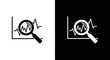 © Pebrianto - A magnifying glass over a volatile line graph, a black and white icon symbolizing stock market analysis and financial forecasting.