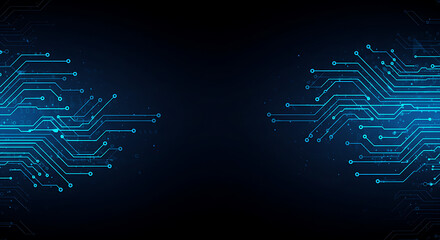 Futuristic cyber technology concept with glowing circuit lines creating a digital abstract background