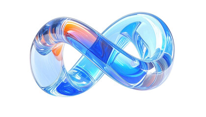 Transparent Infinity Symbol with Blue and Orange Hues.