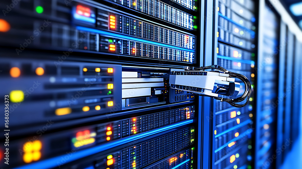 Secure Data Center with Locked Server Rack Stock Photo | Adobe Stock