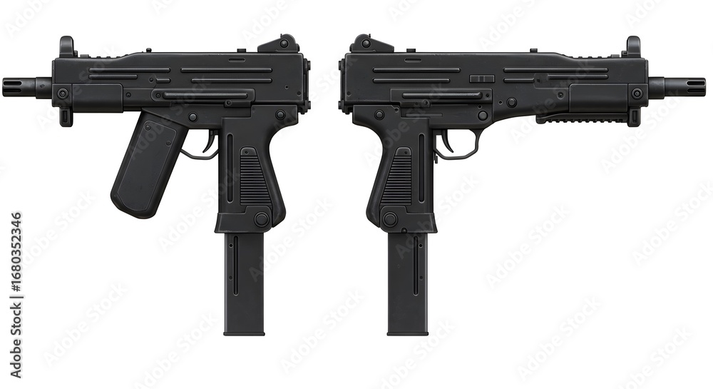 Submachine Side View Top and Side View of a Full-Auto Uzi Submachine Gun Stock Photo | Adobe ...
