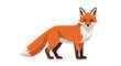 © Arsaka  Saka - Stylized Vector Illustration of a Red Fox Standing Alert on a Plain White Background Depicted in a Simple Flat Design