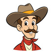 © Lovely - cartoon cowboy with mustache and hat vector illustration