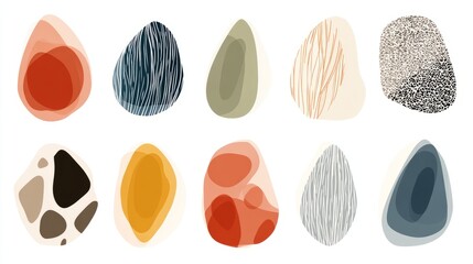 Wall Mural - boho style organic blob shapes vector illustration set featuring abstract modern forms, liquid drops