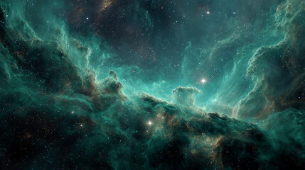 Wall Mural - A stunning cosmic scene featuring vibrant nebulas and shimmering stars, showcasing the beauty and vastness of outer space.