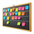 © jawad - Colorful sticky notes on a wooden framed board for project management and planning in an office environment perfect for organization and brainstorming on transparent background