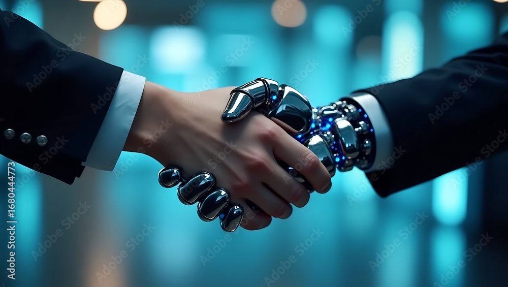 Symbolic handshake between a human and an artificial intelligence robot ...