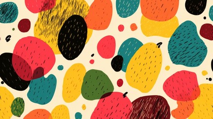 Wall Mural - doodle background pattern with abstract colored shapes, modern minimalist trendy design, creative ge