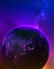 earth in vibrant cosmic backdrop